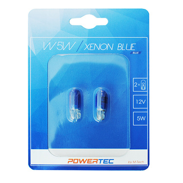 W5W 12V 5W W2,1x9,5d (ΚΑΡΦΩΤΟ ΑΚΑΛΥΚΟ)  POWERTEC XENON BLUE 2ΤΕΜ.