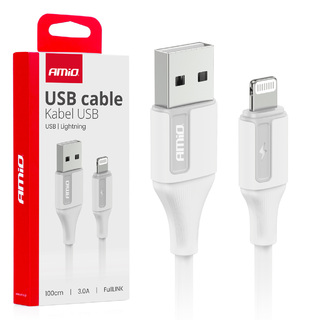 ΚΑΛΩΔΙΟ ΦΟΡΤΙΣΗΣ & ΜΕΤΑΦΟΡΑΣ ΔΕΔΟΜΕΝΩΝ ΑΠΟ USB TYPE A ΣΕ APPLE LIGHTING 3A 100CM ΑΜΙΟ - 1 ΤΕΜ.