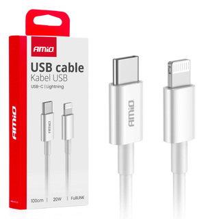 ΚΑΛΩΔΙΑ ΦΟΡΤΙΣΗΣ ΚΑΙ ΜΕΤΑΦΟΡΑΣ ΔΕΔΟΜΕΝΩΝ USB TYPE C ΣΕ APPLE LIGHTING 100cm 20W ΛΕΥΚΟ  ΑΜΙΟ - 1 ΤΕΜ.