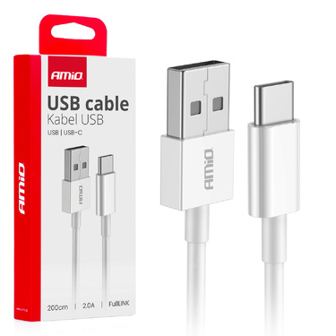 ΚΑΛΩΔΙΑ ΦΟΡΤΙΣΗΣ ΚΑΙ ΜΕΤΑΦΟΡΑΣ ΔΕΔΟΜΕΝΩΝ USB ΣΕ USB-C 200cm 2A ΛΕΥΚΟ ΑΜΙΟ - 1 ΤΕΜ.