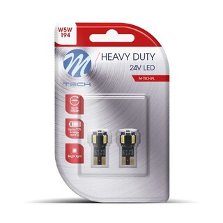 T10 W5W 24V W2.1x9.5d 4xSMD5630 + 1xHP LED CAN-BUS ΛΕΥΚΟ HEAVY DUTY BLISTER M-TECH - 2 Τεμ.