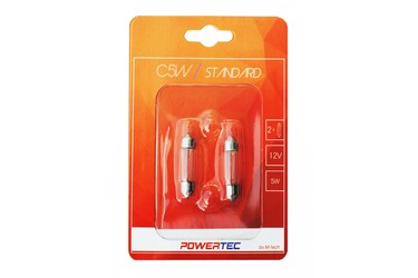 ΛΑΜΠΑΚΙΑ ΠΛΑΦΟΝΙΕΡΑΣ C5W 12V 5W SV8,5-8 11x36mm POWERTEC STANDARD ΑΛΟΓΟΝΟΥ 2ΤΕΜ.