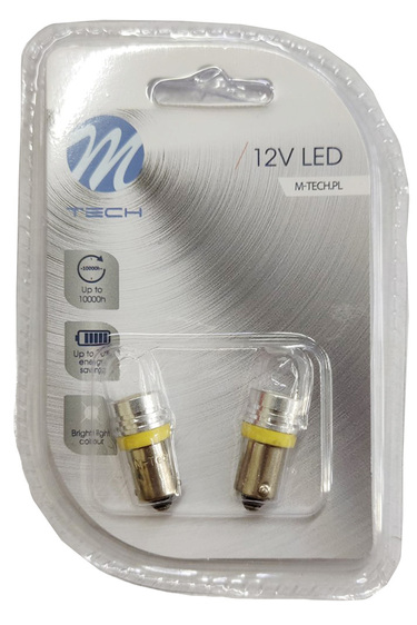 T4W 12V 1W BA9s (ΜΙΝΙΟΝ) LED 1xHP ΚΙΤΡΙΝΗ BLISTER  M-TECH -2ΤΕΜ.