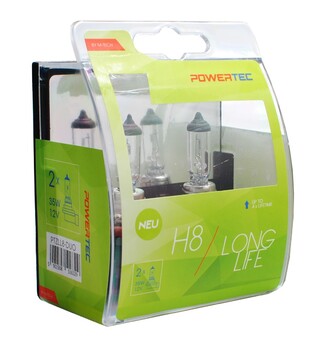 H8 12V 35W PGJ19-1 POWERTEC LONG LIFE (up to 3.200k) ΑΛΟΓΟΝΟΥ  M-TECH - 2 τεμ