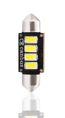 ΛΑΜΠΑΚΙΑ ΠΛΑΦΟΝΙΕΡΑΣ C5W/C10W 12V 2W SV8,5 36mm CAN-BUS+RADIATOR LED 4xSMD5730 PREMIUM ΛΕΥΚΟ 1ΤΕΜ.