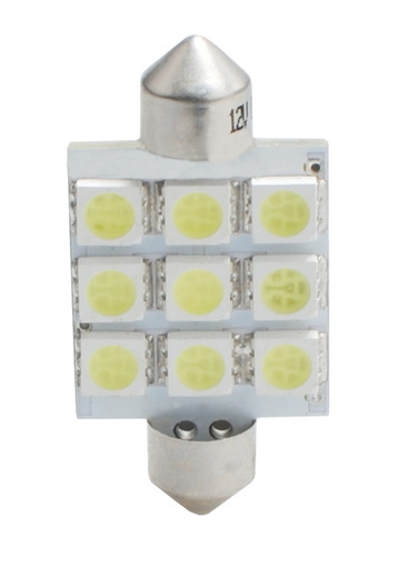 ΛΑΜΠΑΚΙΑ ΠΛΑΦΟΝΙΕΡΑΣ C5W/C10W 12V 1,44W SV8,5 41mm PREMIUM LED 9xSMD5050 ΛΕΥΚΟ 1ΤΕΜ.