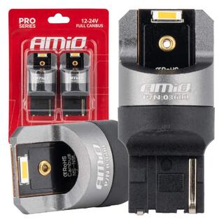 ΛΑΜΠΑΚΙΑ WY21W 7440 12/24V 6.000K 2xSMD LED FULL CAN-BUS ΠΟΡΤΟΚΑΛΙ PRO SERIES AMIO - 2 Τεμ.