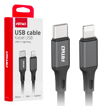 ΚΑΛΩΔΙΑ ΦΟΡΤΙΣΗΣ ΚΑΙ ΜΕΤΑΦΟΡΑΣ ΔΕΔΟΜΕΝΩΝ USB TYPE C ΣΕ APPLE LIGHTING 100CM 20W ΜΑΥΡΟ ΑΜΙΟ - 1 ΤΕΜ.